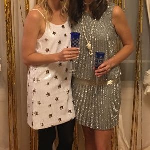 White and Gold Sequin Star Mini Dress